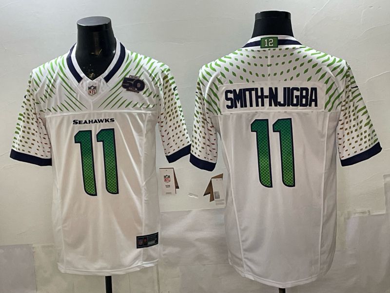 Men Seattle Seahawks #11 Smith-Njigba White 5th generations 2026 Nike Limited NFL Jersey style 005